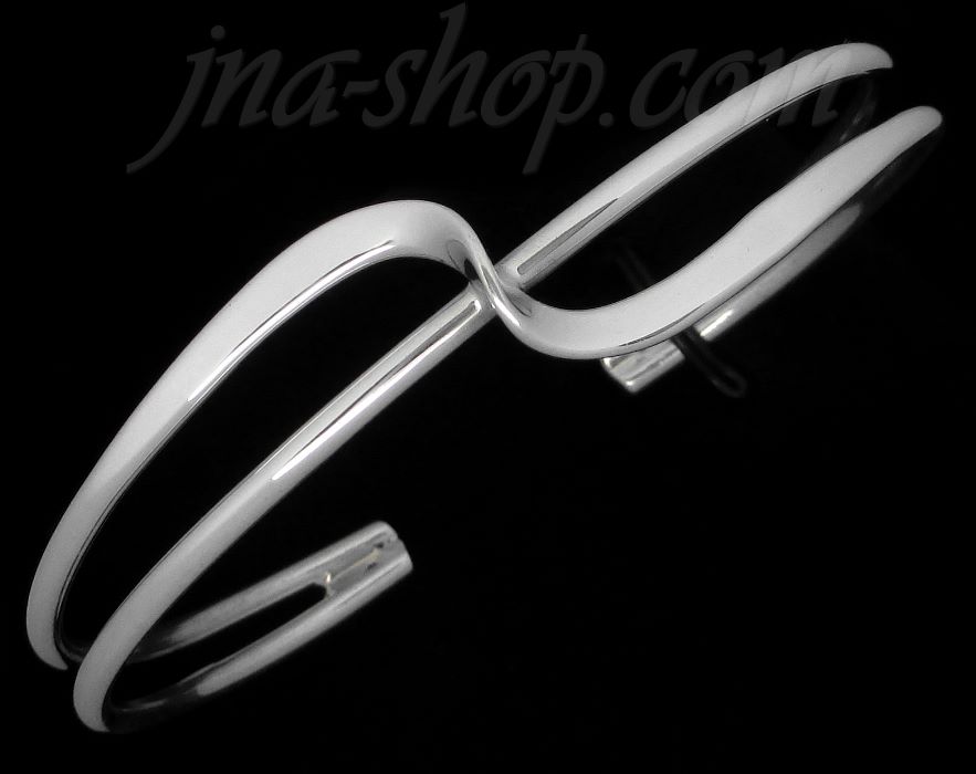 Sterling Silver WAVE CUFF BRACELET BANGLE - Click Image to Close