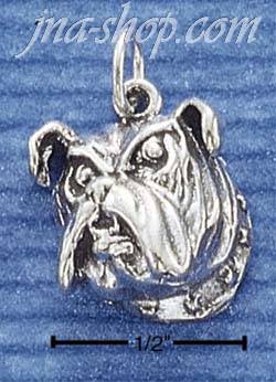 Sterling Silver BULLDOG FACE CHARM - Click Image to Close