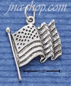 Sterling Silver AMERICAN FLAG CHARM - Click Image to Close