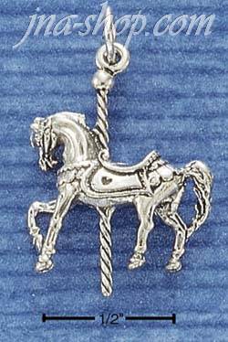 Sterling Silver 3D CAROUSEL HORSE CHARM - Click Image to Close