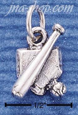 Sterling Silver BASEBALL BAT, BALL, HOMEPLATE CHARM - Click Image to Close