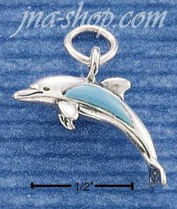 Sterling Silver DOLPHIN W/ TURQUOISE INLAY CHARM - Click Image to Close