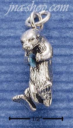 Sterling Silver SEA OTTER W/ OPAL CHARM - Click Image to Close