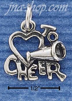 Sterling Silver HEART "TO CHEER" CHARM - Click Image to Close