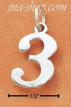 Sterling Silver NUMBER "3" CHARM - Click Image to Close