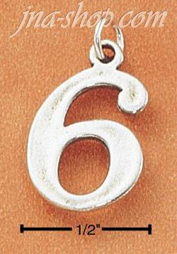 Sterling Silver NUMBER "6" CHARM - Click Image to Close