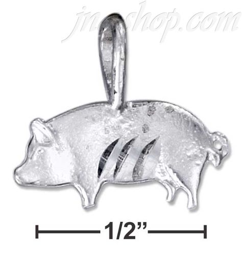 Sterling Silver FLAT PIG CHARM - Click Image to Close