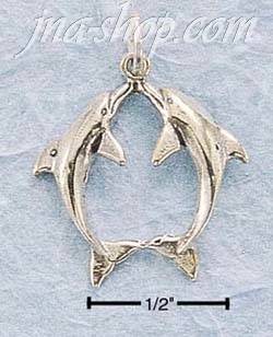 Sterling Silver TWO DOLPHINS TOUCHING NOSES CHARM - Click Image to Close
