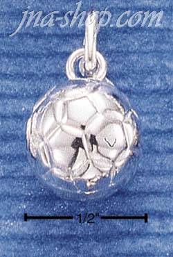 Sterling Silver HP 3D SOCCER BALL CHARM - Click Image to Close