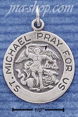 Sterling Silver ROUND ST MICHAEL MEDALLION CHARM - Click Image to Close