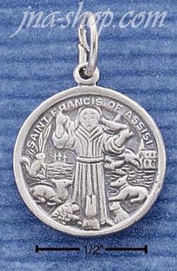 Sterling Silver ST FRANCIS MEDALLION CHARM - Click Image to Close