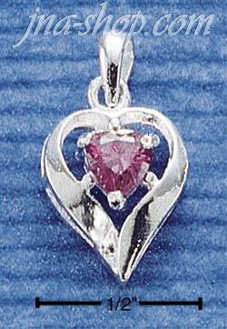 Sterling Silver FEBRUARY CZ HEART CHARM - Click Image to Close