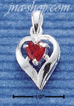 Sterling Silver JANUARY CZ HEART CHARM - Click Image to Close