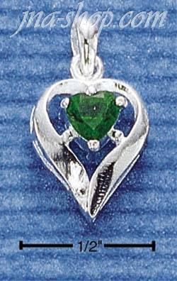 Sterling Silver MAY CZ HEART CHARM - Click Image to Close