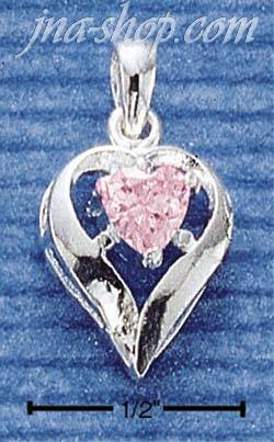 Sterling Silver OCTOBER CZ HEART CHARM - Click Image to Close