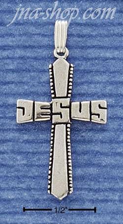 Sterling Silver "JESUS" CROSS CHARM - Click Image to Close