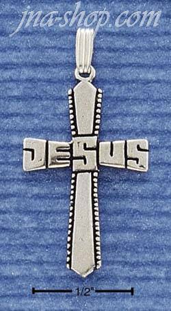 Sterling Silver "JESUS" CROSS CHARM - Click Image to Close