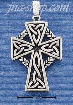 Sterling Silver FANCY CELTIC BRAID CROSS CHARM - Click Image to Close