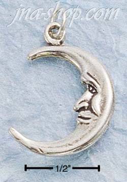 Sterling Silver SMALL SMILING CRESCENT MOON CHARM - Click Image to Close