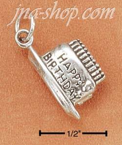 Sterling Silver CAKE W/ CANDLES & "HAPPY BIRTHDAY" CHARM (NOT 3D - Click Image to Close