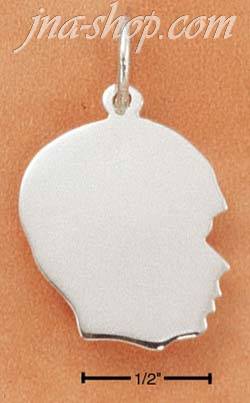 Sterling Silver LARGE BOY PROFILE CHARM - Click Image to Close