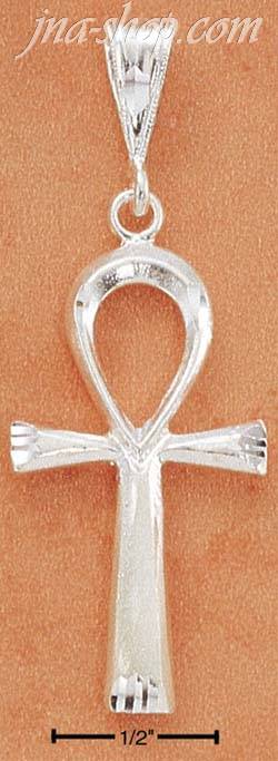 Sterling Silver LARGE DIAMOND CUT ANKH CHARM - Click Image to Close