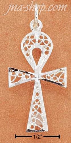 Sterling Silver FILIGREE ANKH CHARM PENDANT - Click Image to Close