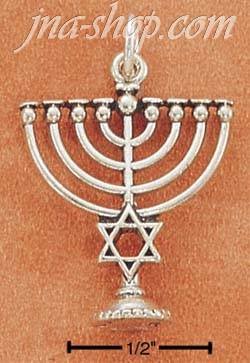 Sterling Silver MENORAH W/ JEWISH STAR CHARM - Click Image to Close