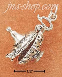 Sterling Silver GENIE LAMP W/ MOVABLE LID CHARM - Click Image to Close