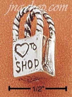 Sterling Silver SHOPPING BAG CHARM - Click Image to Close