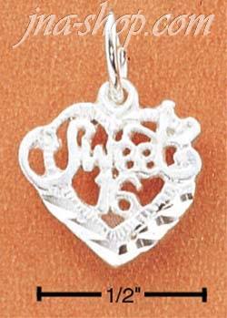 Sterling Silver SMALL "SWEET 16" IN HEART CHARM - Click Image to Close