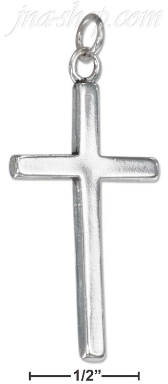 Sterling Silver MEDIUM HIGH POLISH FLAT SIMPLE CROSS PENDANT - Click Image to Close