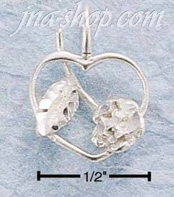 Sterling Silver DC OPEN HEART W/ FULL ROSE CHARM - Click Image to Close