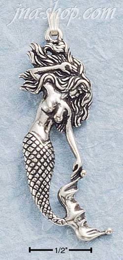 Sterling Silver ANTIQUED MERMAID CHARM - Click Image to Close