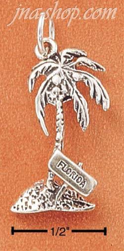 Sterling Silver PALM TREE W/ FLORIDA SIGN CHARM - Click Image to Close