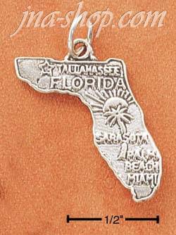 Sterling Silver FLORIDA STATE CHARM - Click Image to Close