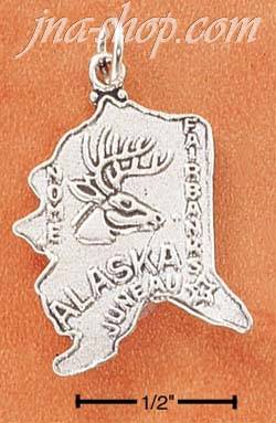 Sterling Silver ALASKA STATE CHARM - Click Image to Close