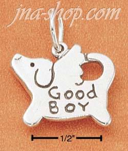 Sterling Silver "GOOD BOY" DOG CHARM - Click Image to Close