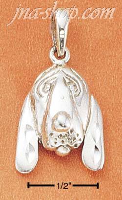 Sterling Silver DIAMOND CUT HOUND DOG FACE CHARM - Click Image to Close