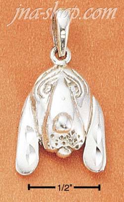 Sterling Silver DIAMOND CUT HOUND DOG FACE CHARM - Click Image to Close