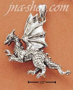 Sterling Silver MEAN LOOKING DRAGON CHARM - Click Image to Close