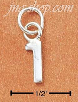 Sterling Silver FINE LINED "1" CHARM - Click Image to Close