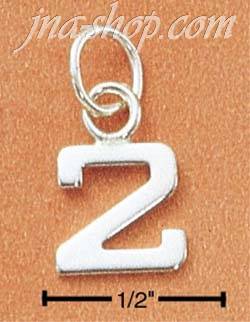 Sterling Silver FINE LINED "2" CHARM - Click Image to Close