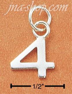 Sterling Silver FINE LINED "4" CHARM - Click Image to Close