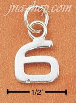 Sterling Silver FINE LINED "6" CHARM - Click Image to Close
