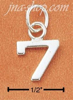 Sterling Silver FINE LINED "7" CHARM - Click Image to Close
