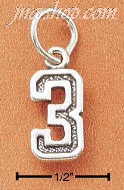 Sterling Silver JERSEY #3 CHARM - Click Image to Close