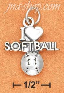 Sterling Silver "I LOVE SOFTBALL" CHARM - Click Image to Close