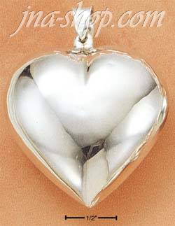 Sterling Silver LARGE HIGH POLISH HEART PENDANT - Click Image to Close