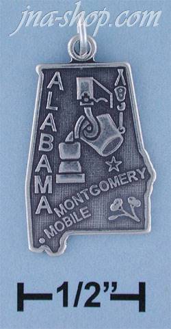 Sterling Silver ALABAMA STATE CHARM - Click Image to Close
